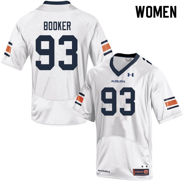 Women #93 Devonte Booker Auburn Tigers College Football Jerseys Sale-White - Click Image to Close